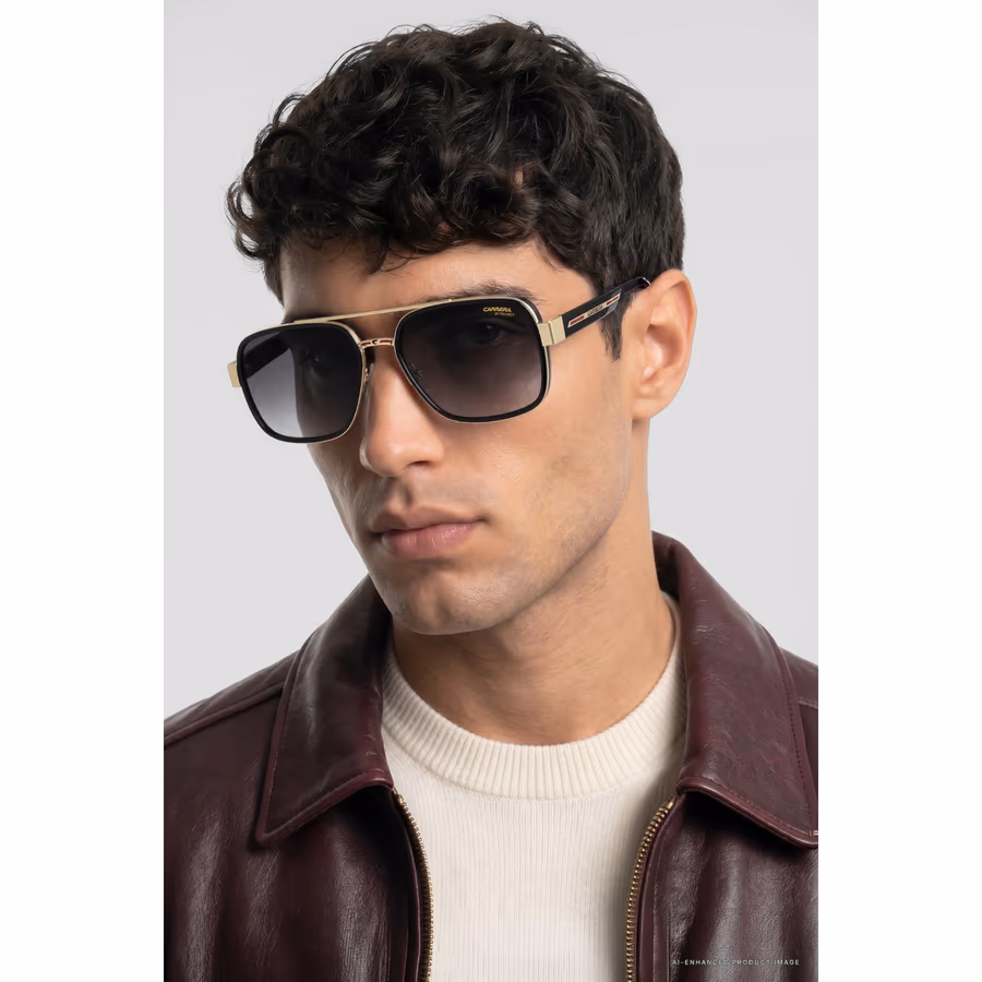 Gafas Carrera puestas, imagen producida con AI Photoshoots
